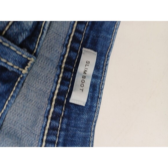 Vigoss Jean Denim Shorts Blue Flap Pockets Womens Raw Hem Embroidery Sz 24 - Picture 6 of 9